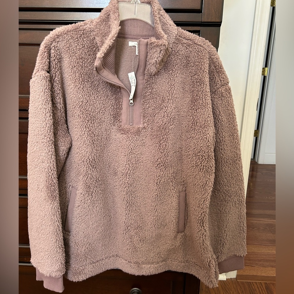 Maurice’s Cozy Mauve Quarter-Zip Fleece Pullover size L NWT